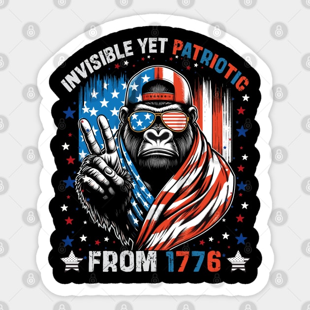Bigfoot Sasquatch 4th of July Merica Sticker by JessArty